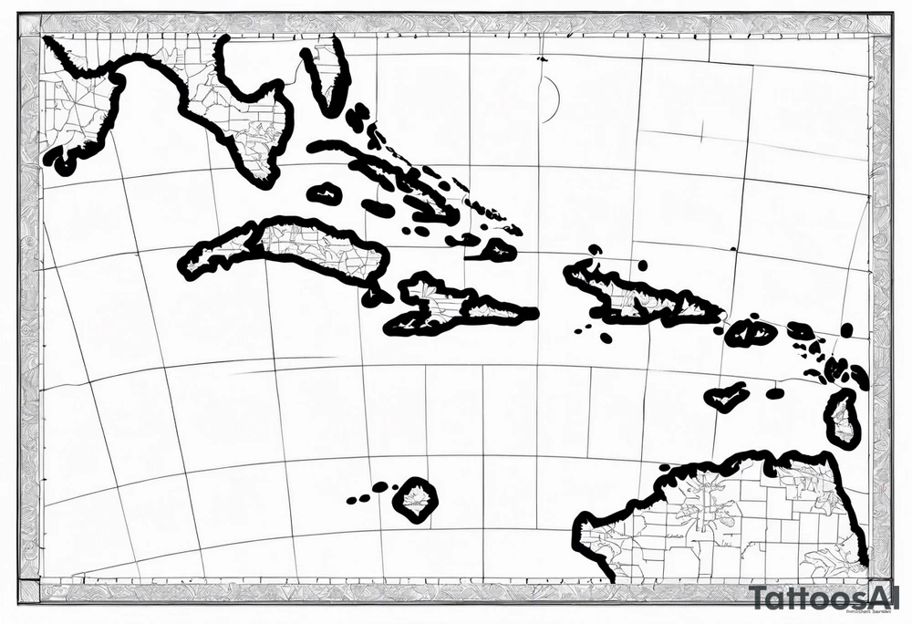Outline map of the Eastern Caribbean islands tattoo idea