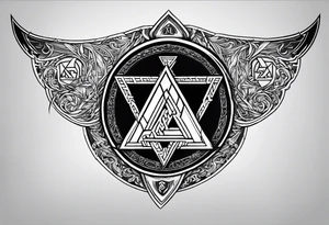 Valhalla shield sword axe Valknut fire runes tattoo idea