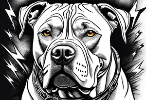 Angry american pitbull terier, lightning bolts eyes, angry face tattoo idea