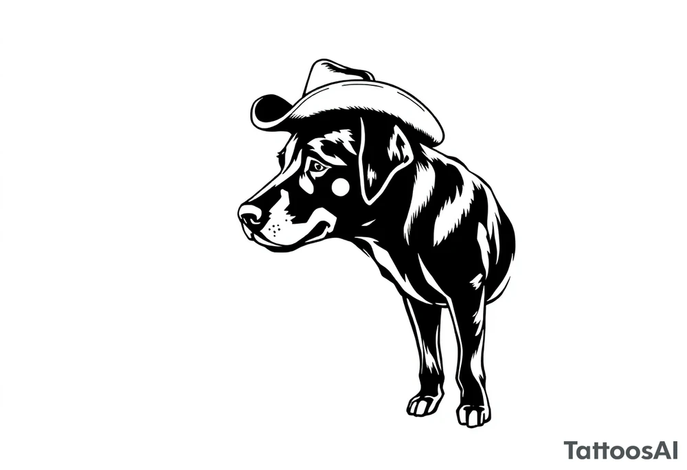 Black Labrador cowboy tattoo idea