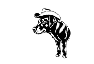 Black Labrador cowboy tattoo idea