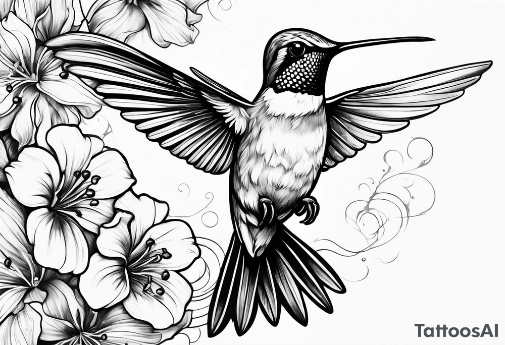fine line hummingbird tattoo idea