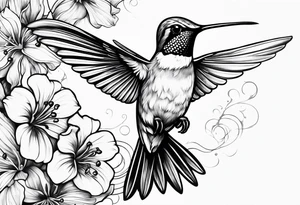 fine line hummingbird tattoo idea