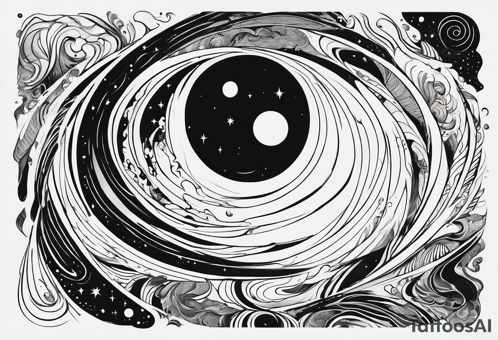 Black hole swallowing earth as it stretches and becomes deformed tattoo idea