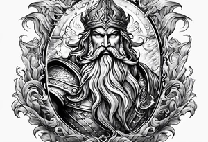 mystical Poseidon trident underwater tattoo idea