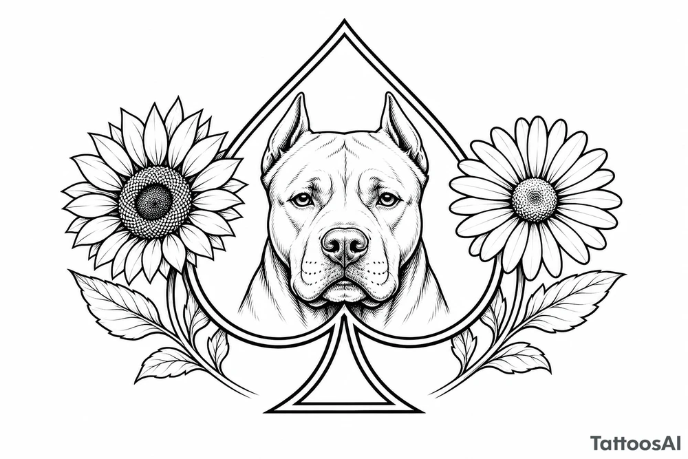 Bobby middle center inside the middle of the  with a sunflower and a daisy on each side of the spade very super extremely traceable to trace onto notebook paper, very super extremely easy and simple traceable tracing black and white outlining outline coloring pages very super extremely traceable to trace onto notebook paper tattoo idea