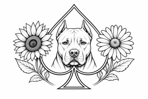 Bobby middle center inside the middle of the  with a sunflower and a daisy on each side of the spade very super extremely traceable to trace onto notebook paper, very super extremely easy and simple traceable tracing black and white outlining outline coloring pages very super extremely traceable to trace onto notebook paper tattoo idea