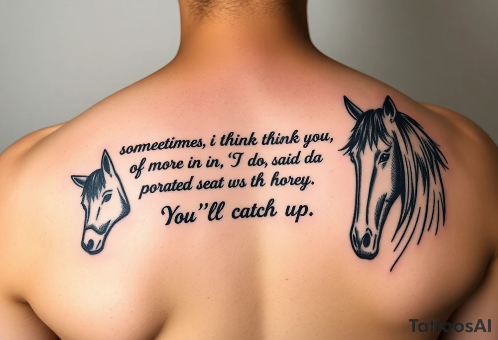 Tattoo based on the book the boy, the fox, the mole and the horse that says “sometimes i think you believe in more than I do said the boy.  You’ll catch up says the horse” tattoo idea