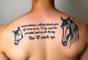 Tattoo based on the book the boy, the fox, the mole and the horse that says “sometimes i think you believe in more than I do said the boy.  You’ll catch up says the horse” tattoo idea