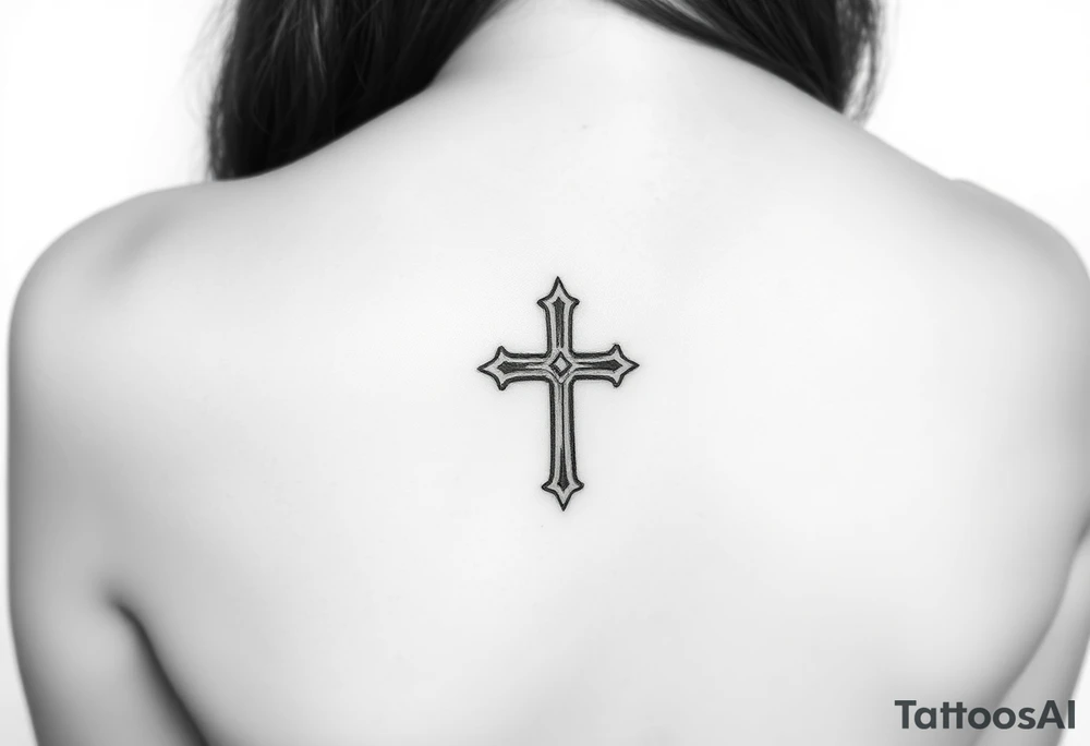 Small feminine cross on female wrist tattoo idea