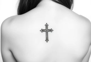 Small feminine cross on female wrist tattoo idea