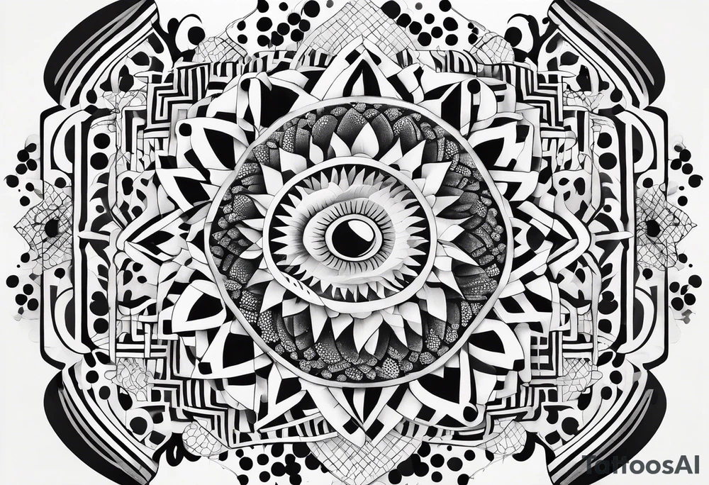 simple shape made from black dots and circles to go on upper arm/shoulder tattoo idea