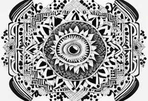 simple shape made from black dots and circles to go on upper arm/shoulder tattoo idea