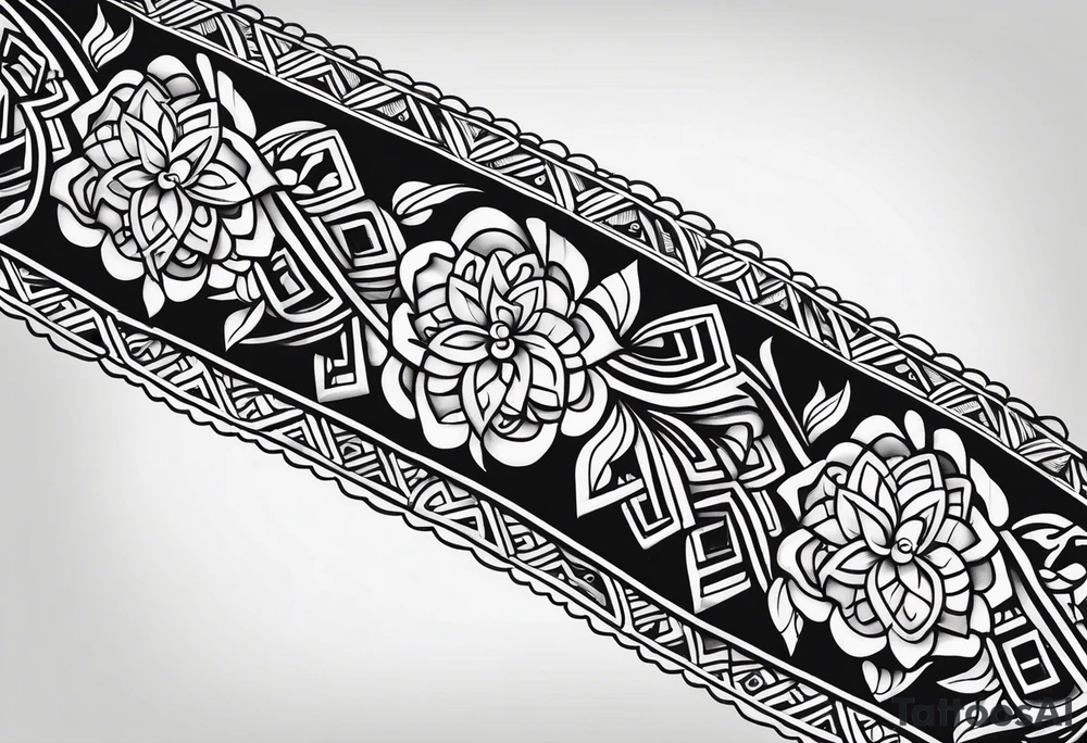 geometric hawaiian tradtional style arm band fill the outline of the big island of hawaii tattoo idea
