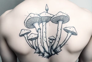 Mushrooms opening up the veil and showing what's beyond our perceivable world tattoo idea