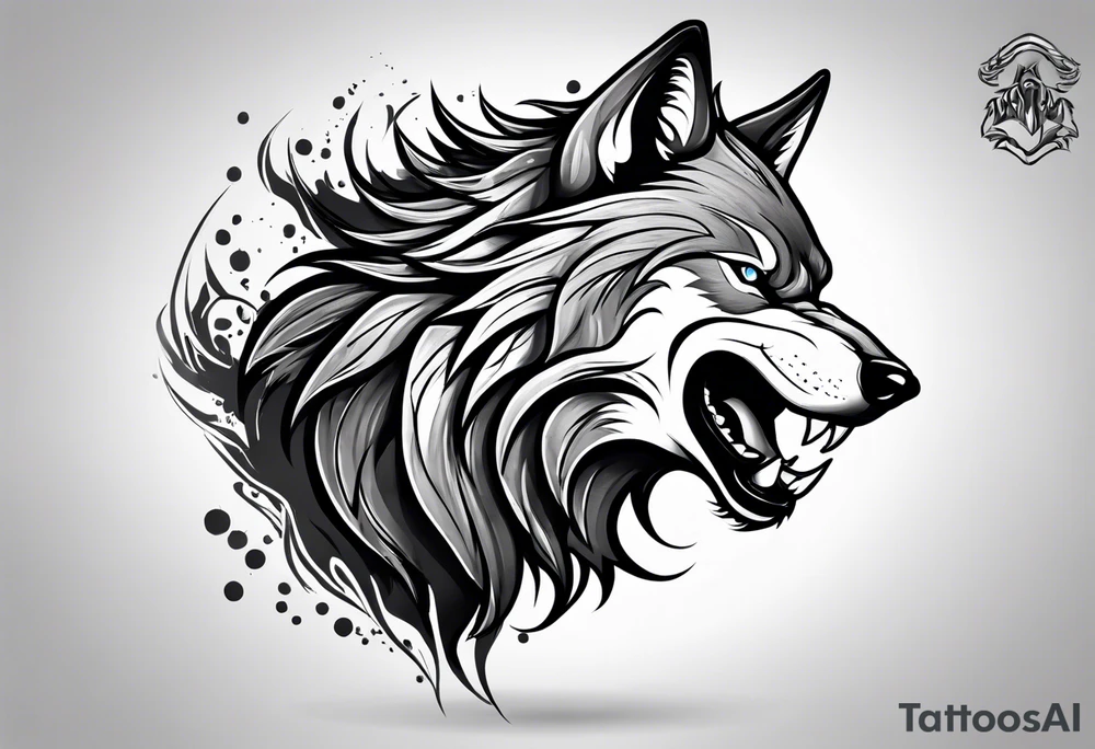 angry alpha wolf tattoo idea