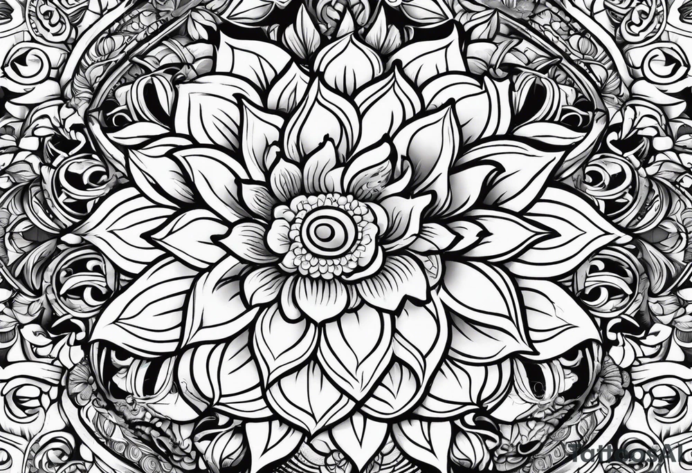 Hippy Buddhist feminine floral tattoo idea