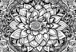 Hippy Buddhist feminine floral tattoo idea