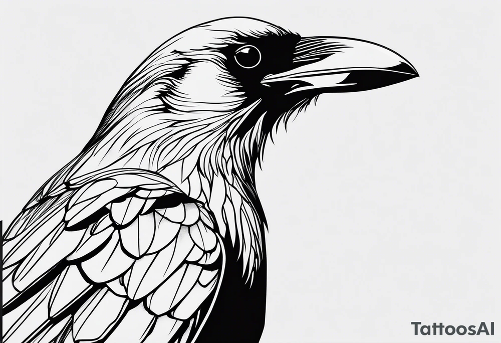 simple crow tattoo line artwork tattoo idea