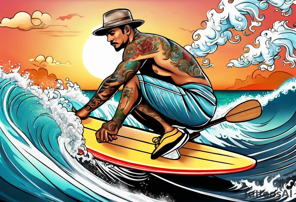 Dad surfing golfing cigars tattoo idea