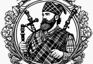 Scottish Bagpiper in  a kilt tattoo idea
