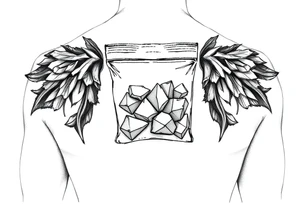 Small plastic baggie with shards of crystal meth inside of it tattoo idea