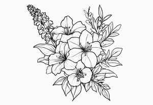 Bouquet with larkspur tattoo idea