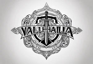 Valhalla mist fire sword shield tattoo idea