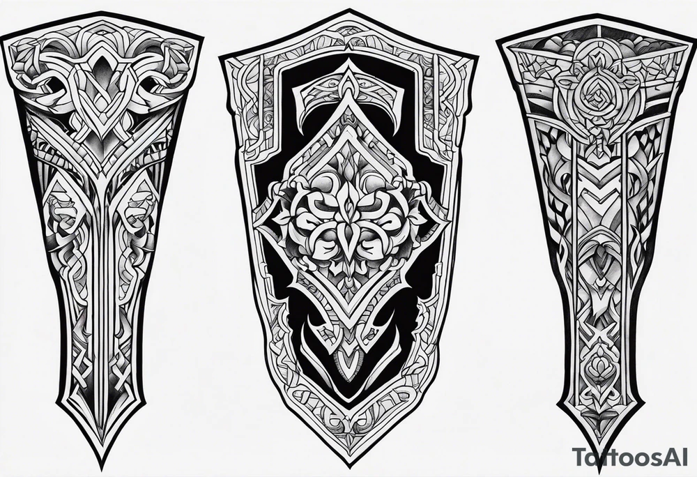 Cletic shin armor tattoo idea
