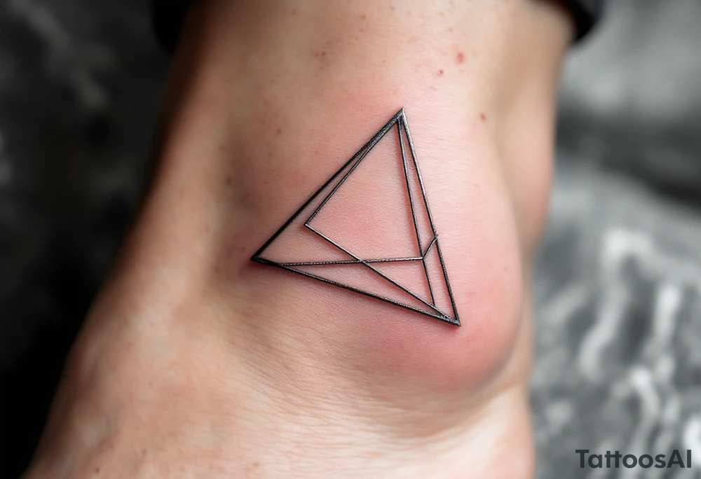 A hollow triangle made of thin silver lines, floating elegantly on the skin like jewelry. tattoo idea