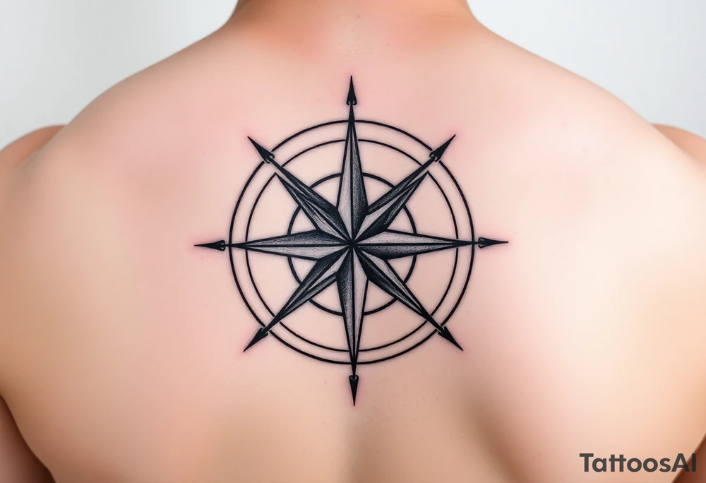 Nautical star at a compass with the only direction that points north other directors are broken off with things like failure yourself to seat, death, and other negative aspects of life at the end of each tattoo idea
