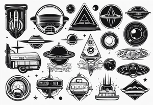 theme retro scifi items tattoo idea