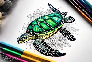 green sea turtle tattoo idea