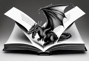 a book with pages falling out that turn into dragons tattoo idea
