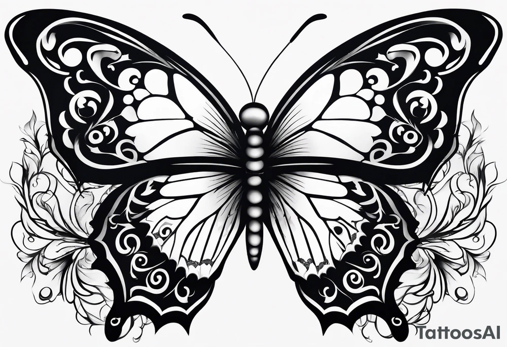 Butterfly with thorns tattoo idea