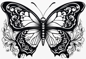 Butterfly with thorns tattoo idea