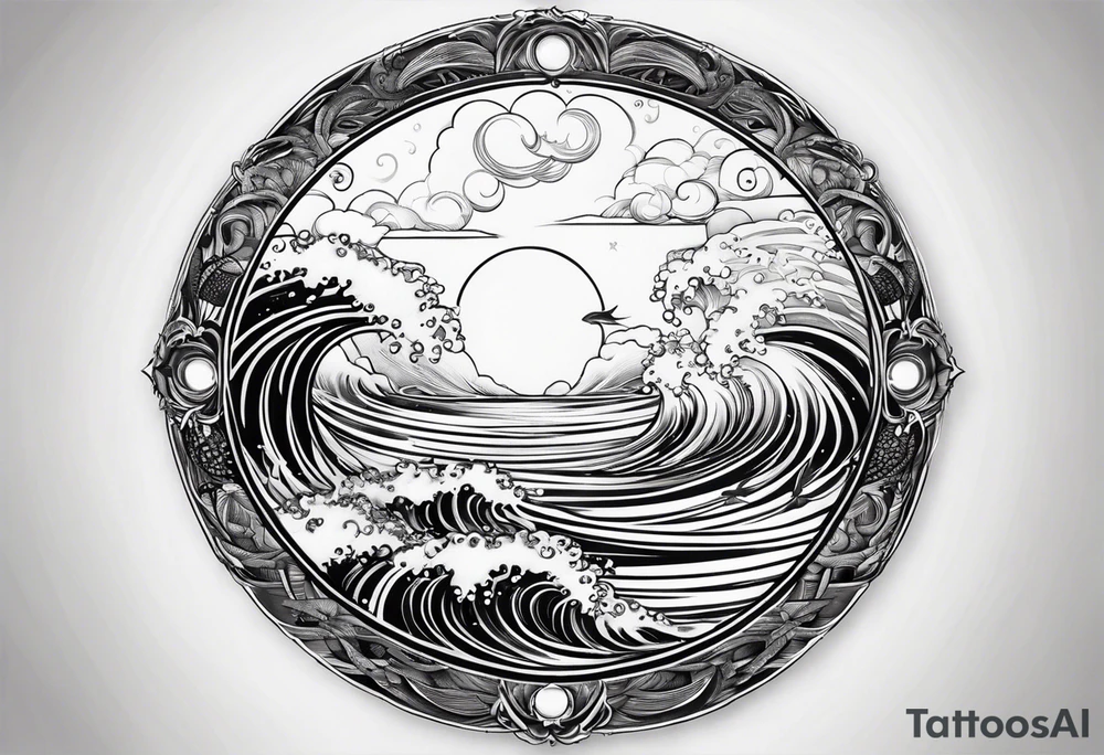 I want a tattoo of the ocean in circle tattoo idea