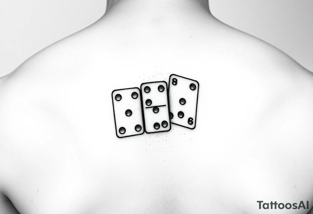 drei dominosteine hintereinander mit den pips 8 7 6 und beim letzten unten 6 und oben die Inizialen JH tattoo idea