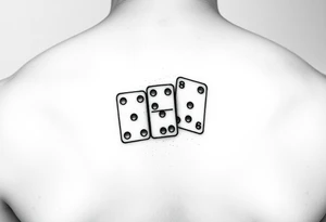 drei dominosteine hintereinander mit den pips 8 7 6 und beim letzten unten 6 und oben die Inizialen JH tattoo idea