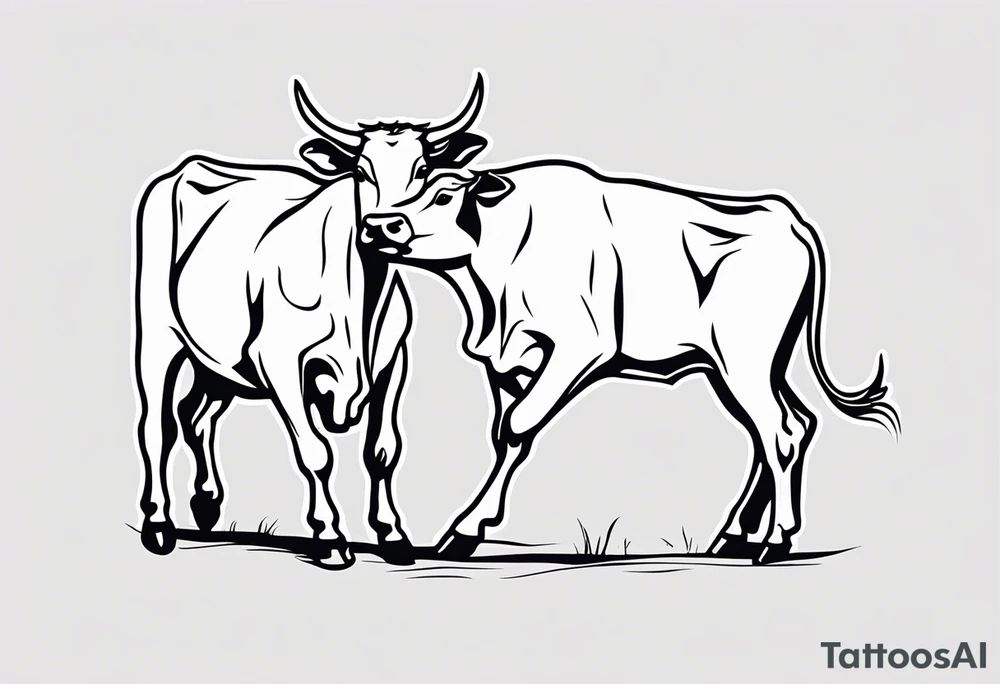 two cow fighting with each other tattoo idea