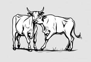 two cow fighting with each other tattoo idea