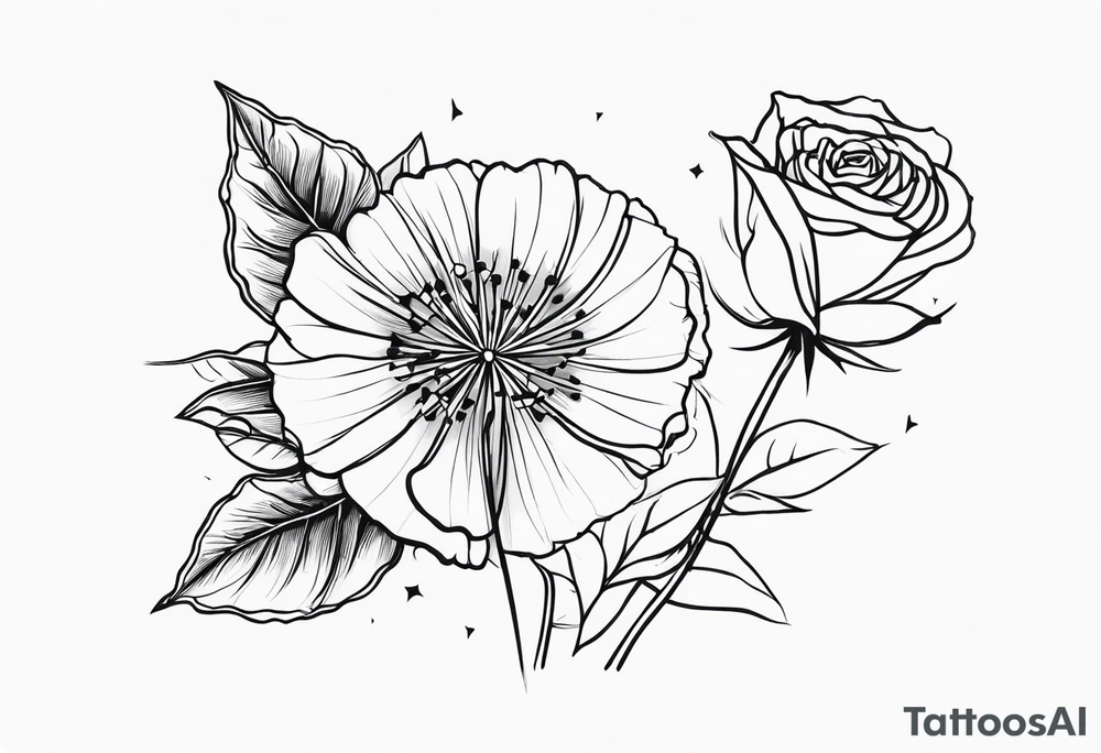 3 dandelion 1 rose tattoo idea