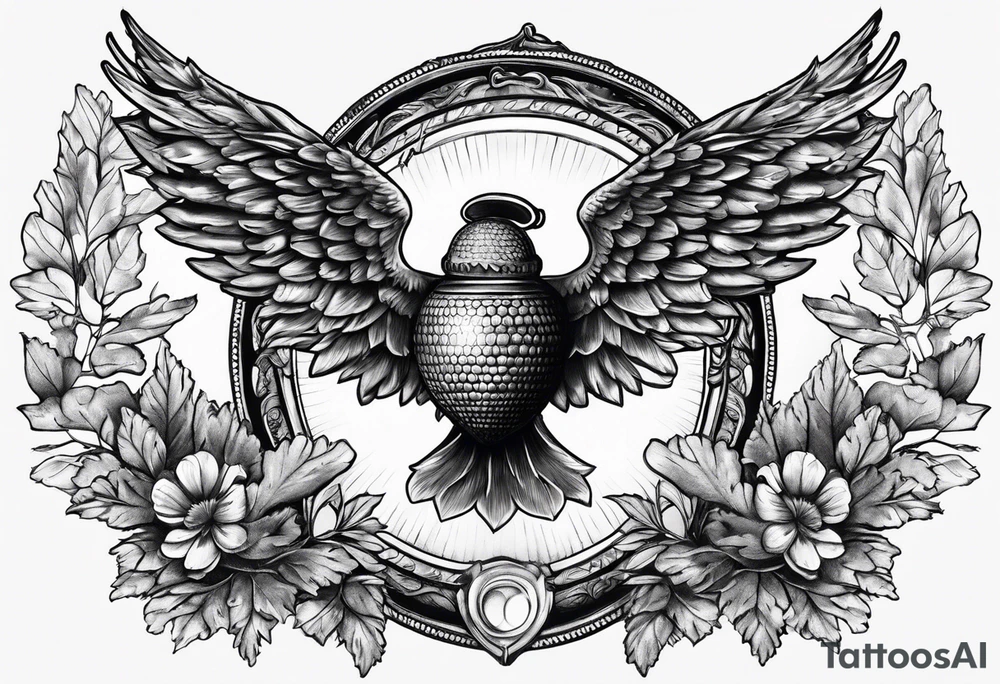 acorn with angel wings and halo tattoo idea