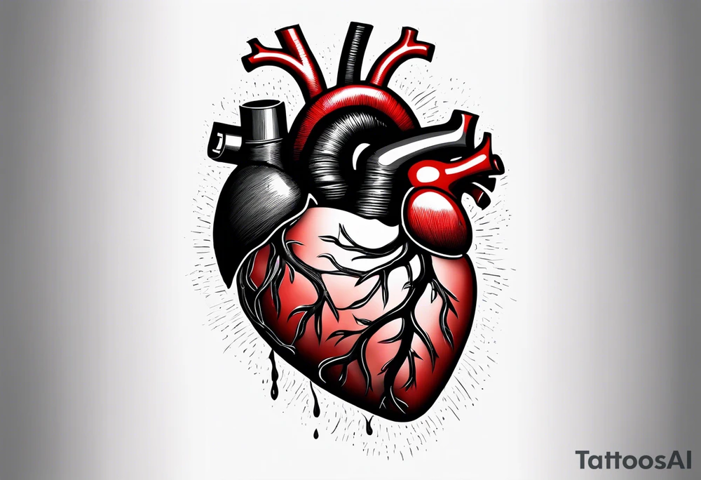 photograph of a human heart as you would see in a human body tattoo idea