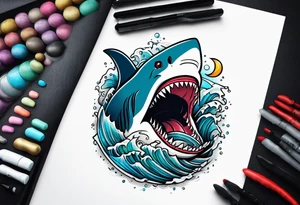 Shark coiled around arm tattoo idea