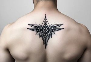 Fine-line geometric realism blade runner 1982 inspired dystopian, futuristic, cyberpunk tattoo idea