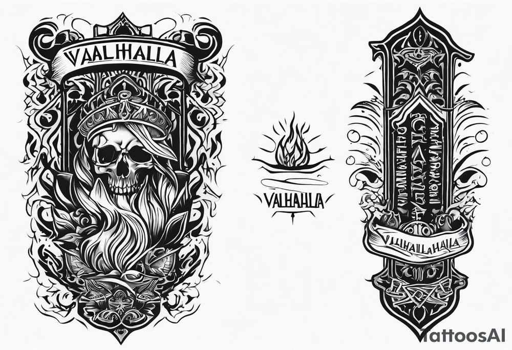 valhalla funeral on fire tattoo idea