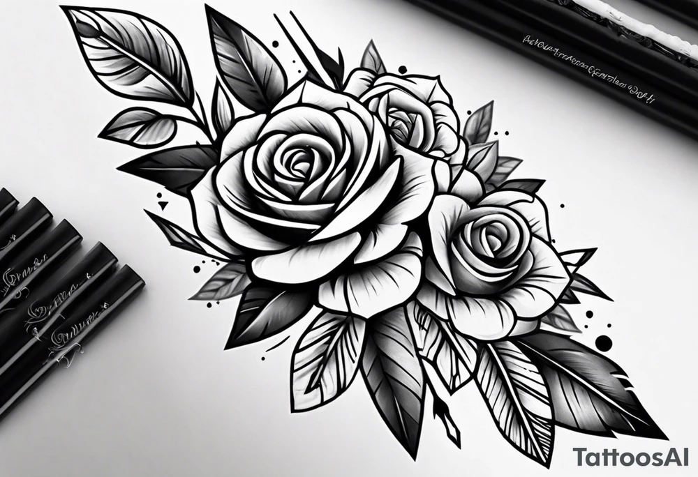five Indian arrows going through a single rose on a forearm tattoo idea five Indian arrows going through a single rose on a forearm tattoo idea