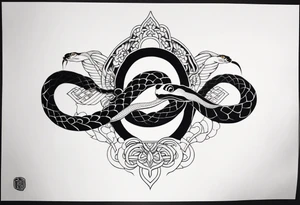 Double head snake tattoo for placement along the spine in japanese style to symbolise a journey of healing and transformation with reference to being a twin tattoo idea