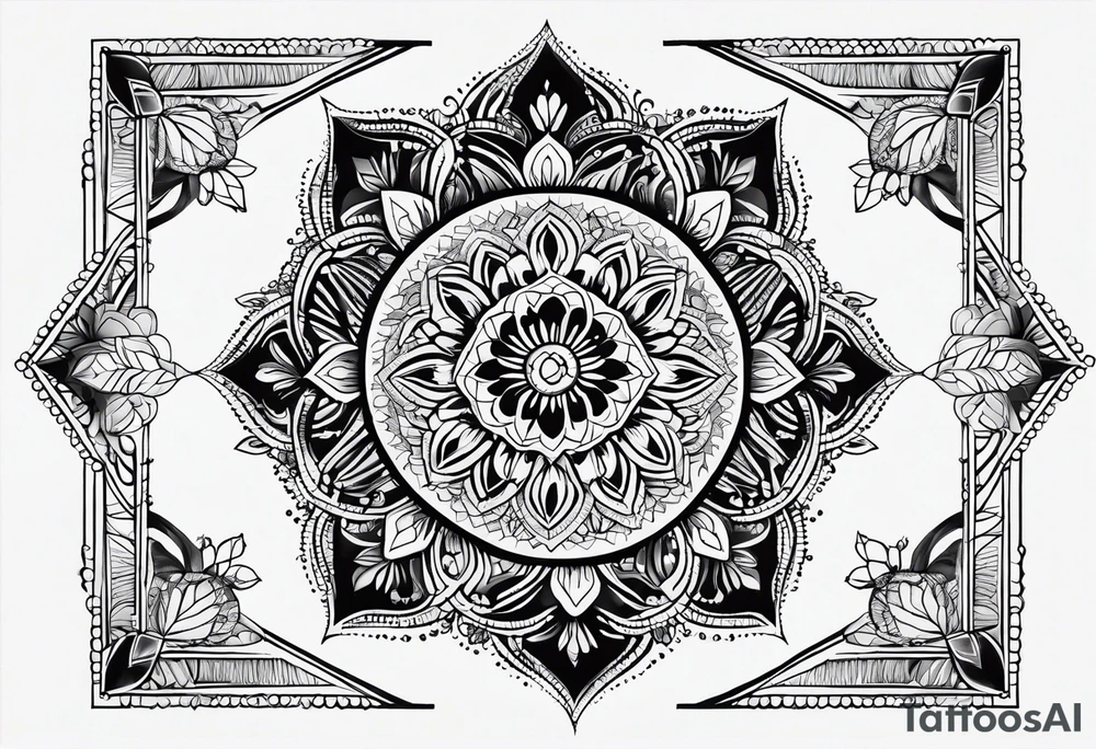 Thick line mandala lace diamond tattoo idea